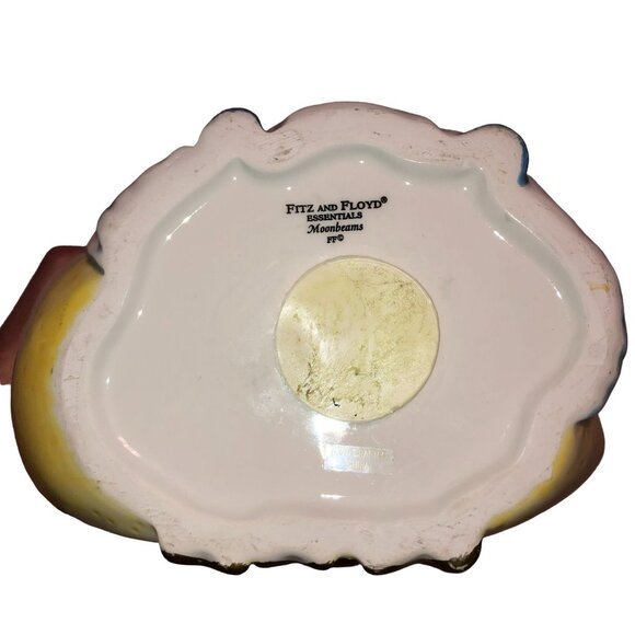 FITZ AND FLOYD COIN PIGGY BANK MOONBEAMS ANGEL MOON STARS CERAMIC YELLOW BLUE - Picture 6 of 6